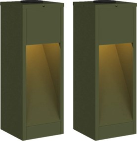 vidaXL Napelemes LED Útjelző Lámpa 2 pcs Olajzöld