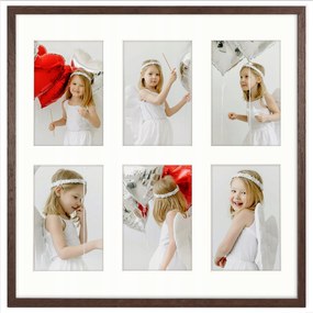 Képkeret 6 képhez 10x15 cm barna keret fotógaléria 40x40 cm Framai