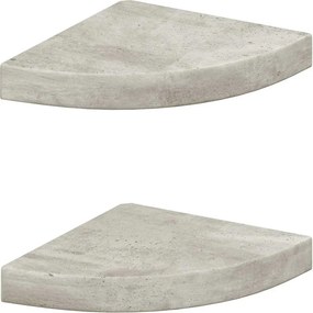 vidaXL 2 db betonszürke MDF fali sarokpolc 25 x 25 x 3,8 cm