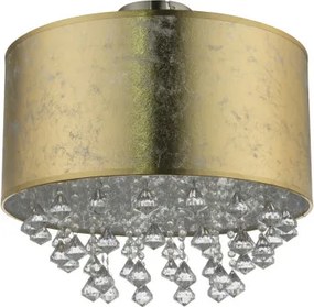 Globo 15187D3 Mennyezeti lámpa,nikkel matt, textil arany akril kristály, áttetsző, ø: 400, H:380, Foglalat típusa:1xE27 60W 230V