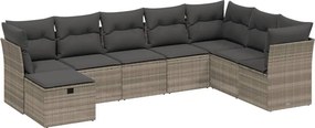 vidaXL 8 részes világosszürke polyrattan kerti ülőgarnitúra párnával