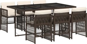 vidaXL 7 részes barna polyrattan kerti étkezőgarnitúra párnával