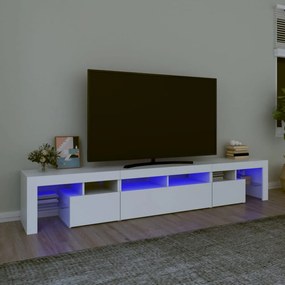 fehér TV-szekrény LED-lámpákkal 230x36,5x40 cm