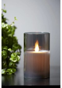 M-Twinkle szürke LED viaszgyertya üvegben, magasság 12,5 cm - Star Trading