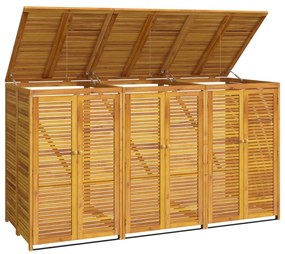 tömör akácfa tripla kukatároló 210 x 89 x 117 cm