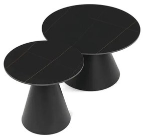 Dohányzóasztal 70×70×40,5 cm, Kerámia Márvány. CT-F4118 BK