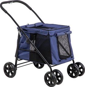 PawHut Kutya Babakocsi, Összecsukható Kutya Kocsi, Kutyás Trolley Párnával, Macska Kocsi 20 kg-ig, Macska Kocsi Kis és Közepes Kutyák Számára Oldalsó