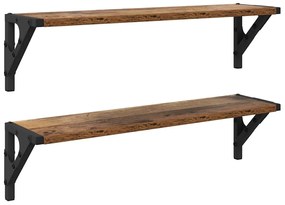 vidaXL Falpolcok polcokkal 2 pcs Öreg fa 60 x 15 x 15,5 cm Faanyag