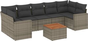 vidaXL 8 részes szürke polyrattan kerti ülőgarnitúra párnákkal