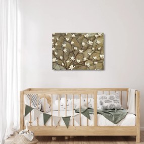 Kép - Fehér magnóliák kőfalazaton (üvegen) (70x50 cm)