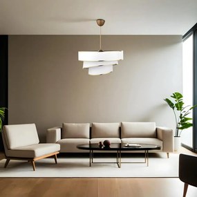 Fehér-aranyszínű függőlámpa textil búrával ø 40 cm Couper – Opviq lights