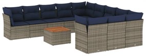 12 részes szürke polyrattan kerti ülőgarnitúra párnákkal