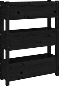 vidaXL fekete tömör fenyő növénytartó 77x25x104,5 cm