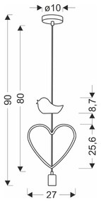Fehér-rózsaszín gyerek lámpa fém búrával Single – Candellux Lighting