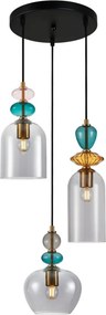 ITALUX PND-30263-3ABROSG BUSCO Többágú Függesztett Lámpa Fekete, Sokszínű, Arany E27 IP20
