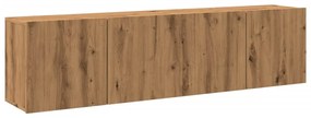 2 db kézműves tölgy falra szerelhető TV-szekrény 80x30x41 cm