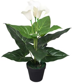 műkála liliom virágcseréppel 40 cm fehér