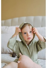 Nature zöld len gyerek fürdőköpeny, méret: 122 - 128 - Linen Tales