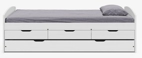 Ágy kihúzható pótággyal, fehér, tömörfa, 90x200, MARINELLA NEW