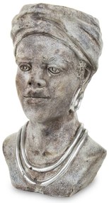 Cyrus design női arcot ábrázoló szürke-barna cement virágtartó kaspó 28x17x14cm