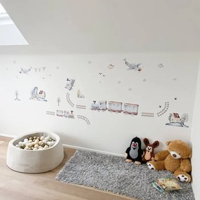 INSPIO Gyerekszoba falmatrica - Szürke vonatok