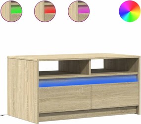 vidaXL sonoma tölgy színű szerelt fa dohányzóasztal LED-világítással
