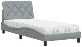 világosszürke szövet ágy matraccal 90x200 cm