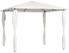 krémszínű pavilon oszlop takarókkal 3 x 3 x 2,6 m 160 g/m²