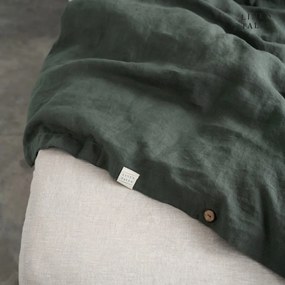 Sötétzöld kétszemélyes-hosszabbított len ágyneműhuzat 200x220 cm – Linen Tales