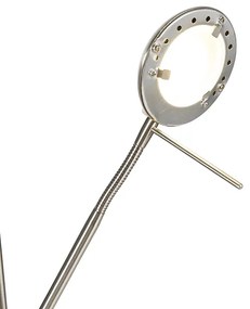 Acél állólámpa olvasólámpával, beépített, fényerőszabályozható LED-del Kelvinben - Diva