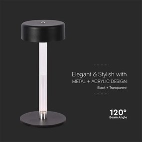 LED Dimmelhető újratölthető asztali lámpa LED/3W/5V 3000-6000K fekete