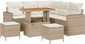 vidaXL Kerti Kanapé Szett 8 pcs Bézs polirattan