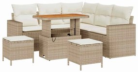 vidaXL Kerti Kanapé Szett 8 pcs Bézs polirattan