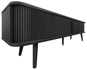 Fekete TV-állvány tölgyfa dekorral 178x50x40 cm Rove – Woodman