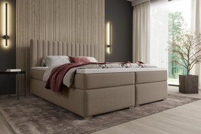 Solani kontinentális ágy 160x200 tárolóval - bézs Castel 15 bársony