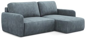 Szürkéskék zsenília kinyitható-tárolóhelyes sarokkanapé (jobb oldali-heverő résszel) Lilo – Makamii