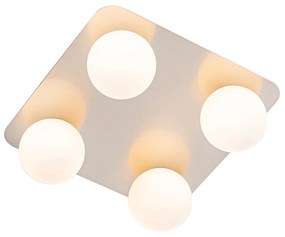 Modern fürdőszobai mennyezeti lámpa acél négyzet 4-lámpás - Cederic