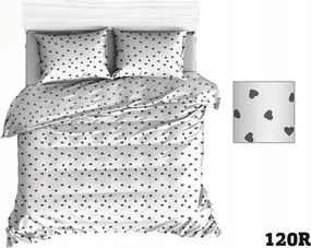 Ágyneműhuzat 110x140 fehér szívecskés szürke