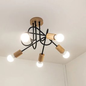 Felületre szerelhető csillár OXFORD 5xE27/15W/230V fenyő/fekete