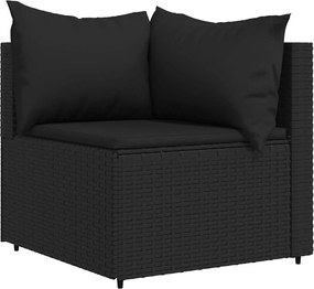 vidaXL fekete polyrattan kerti sarokkanapé párnákkal
