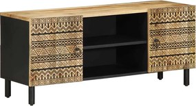 vidaXL fekete tömör nyers mangófa TV-szekrény 105 x 33,5 x 46 cm