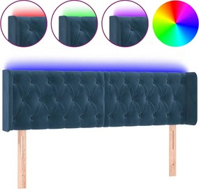 vidaXL sötétkék bársony LED-es fejtámla 147 x 16 x 78/88 cm