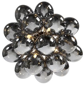 Design mennyezeti lámpa fekete füstüveggel 4 lámpás - Uvas
