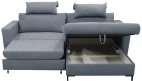 Kinyitható, jobb oldali L-alakú sarokülőgarnitúra HORTA tárolóval, sötét szürke