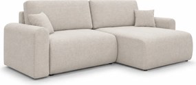 Kihúzható kétoldalas L-alakú kanapé NORDEN PAROS 250x140 cm, krémszínű