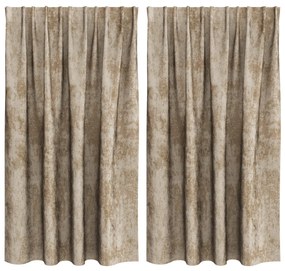 Bársonyfüggönyök 2 db pálcával Bézs 140x140 cm