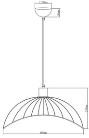 Lámpa Mennyezeti lámpatest RETO 2, 4151,AC220-240V,50/60Hz,1*E27,IP20,átmérő 50CM,egyes,fekete