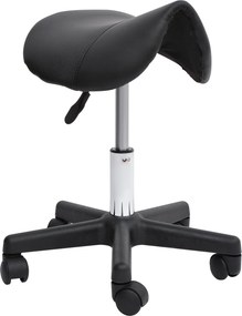 HOMCOM Magasságban Állítható Forgószék Kerekekkel – Kozmetikai Szék Fekete Műbőr 35 x 38 x 43-55H cm | Aosom