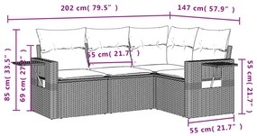 4 részes szürke polyrattan kerti ülőgarnitúra párnákkal