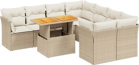 vidaXL 9 részes bézs polyrattan kerti ülőgarnitúra párnákkal